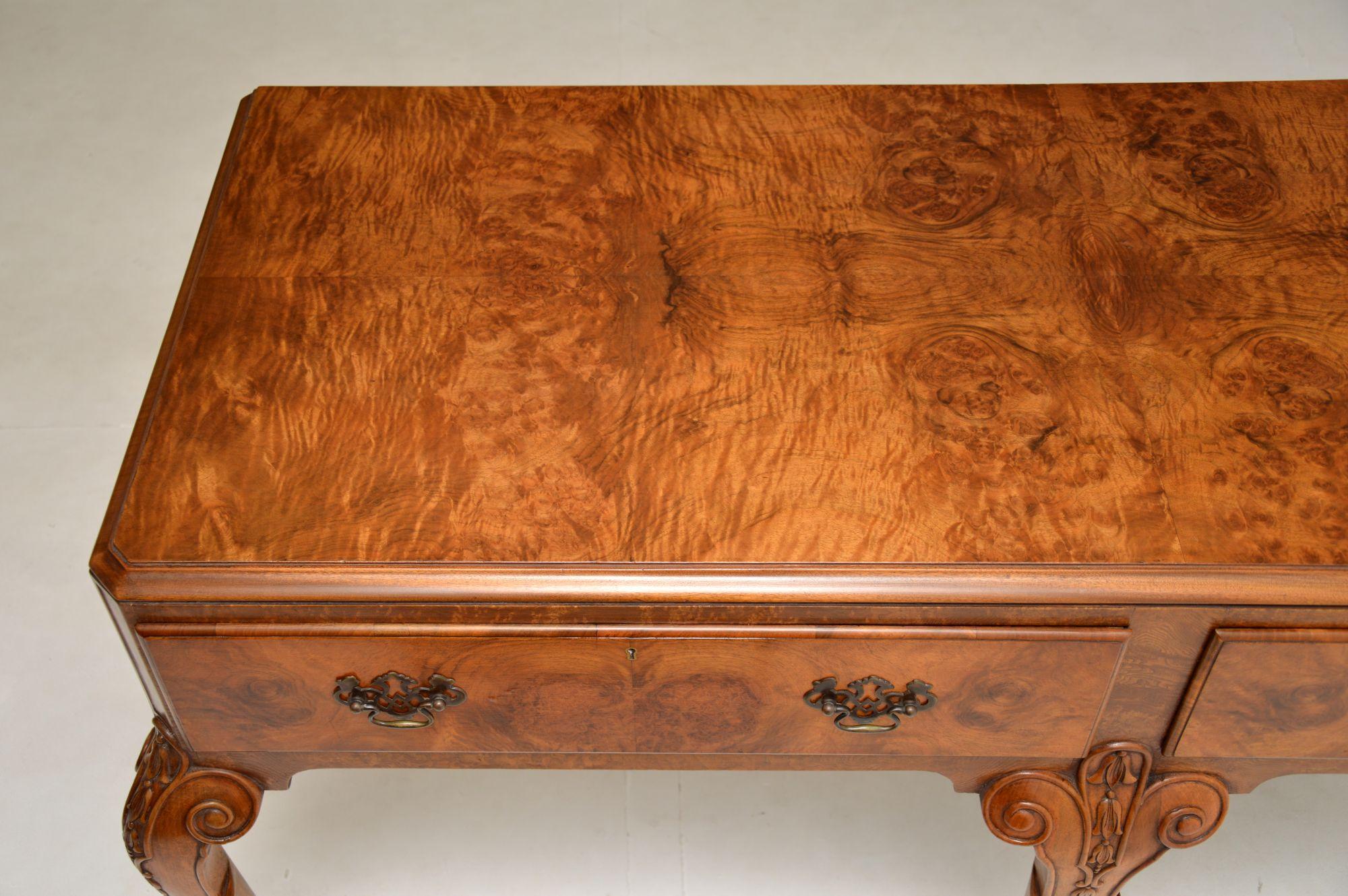 Large Antique Burr Walnut Console Table In Good Condition In London, GB