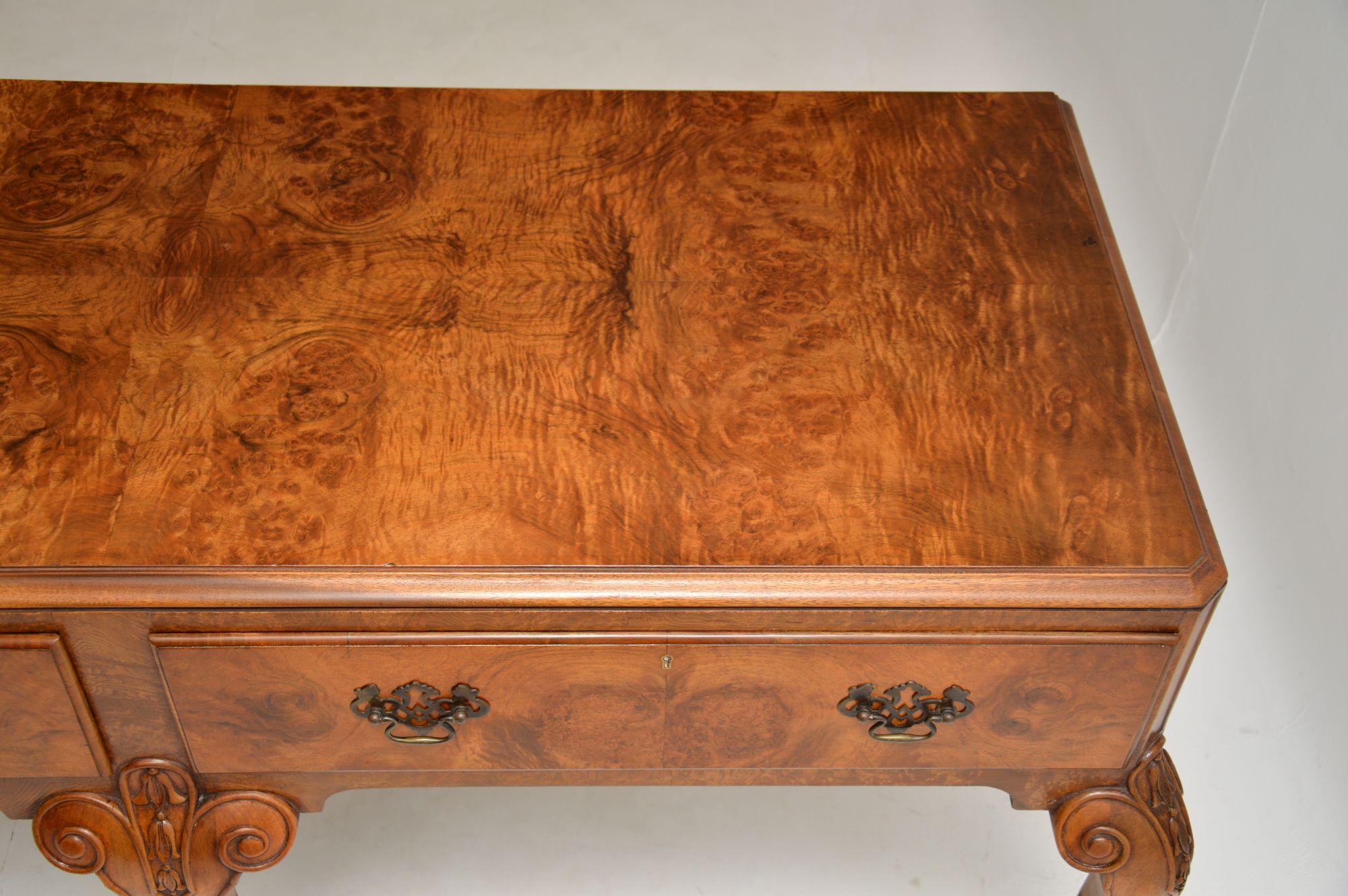 Early 20th Century Large Antique Burr Walnut Console Table