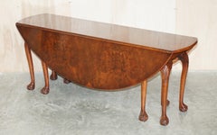 Large Antique Burr Walnut Hunt Harvest Claw & Ball Extending Dining Table Wake
