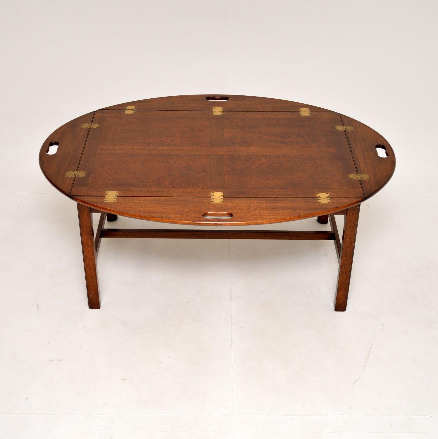 Campaign Large Antique Butlers Tray Top Coffee Table For Sale