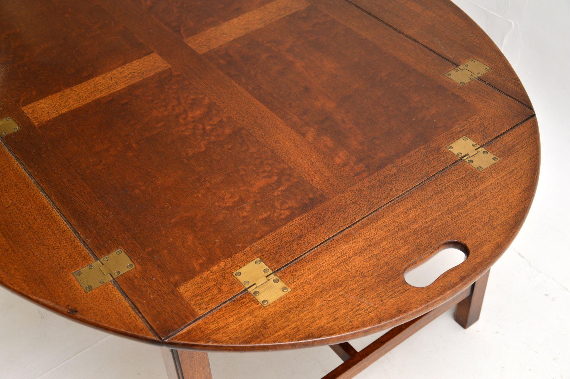 Wood Large Antique Butlers Tray Top Coffee Table For Sale