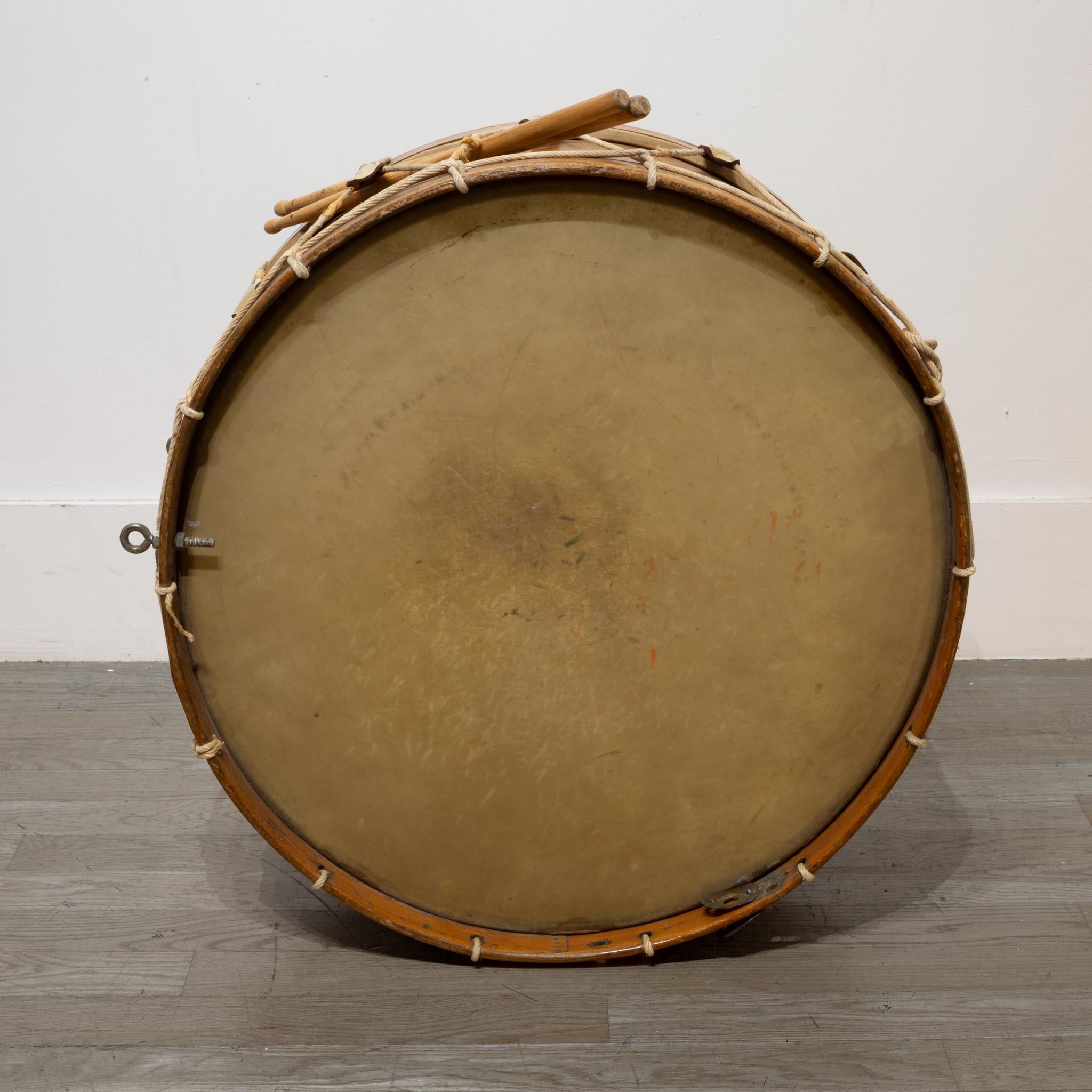 20th Century Large Antique Calfskin Begium Drum, circa 1900