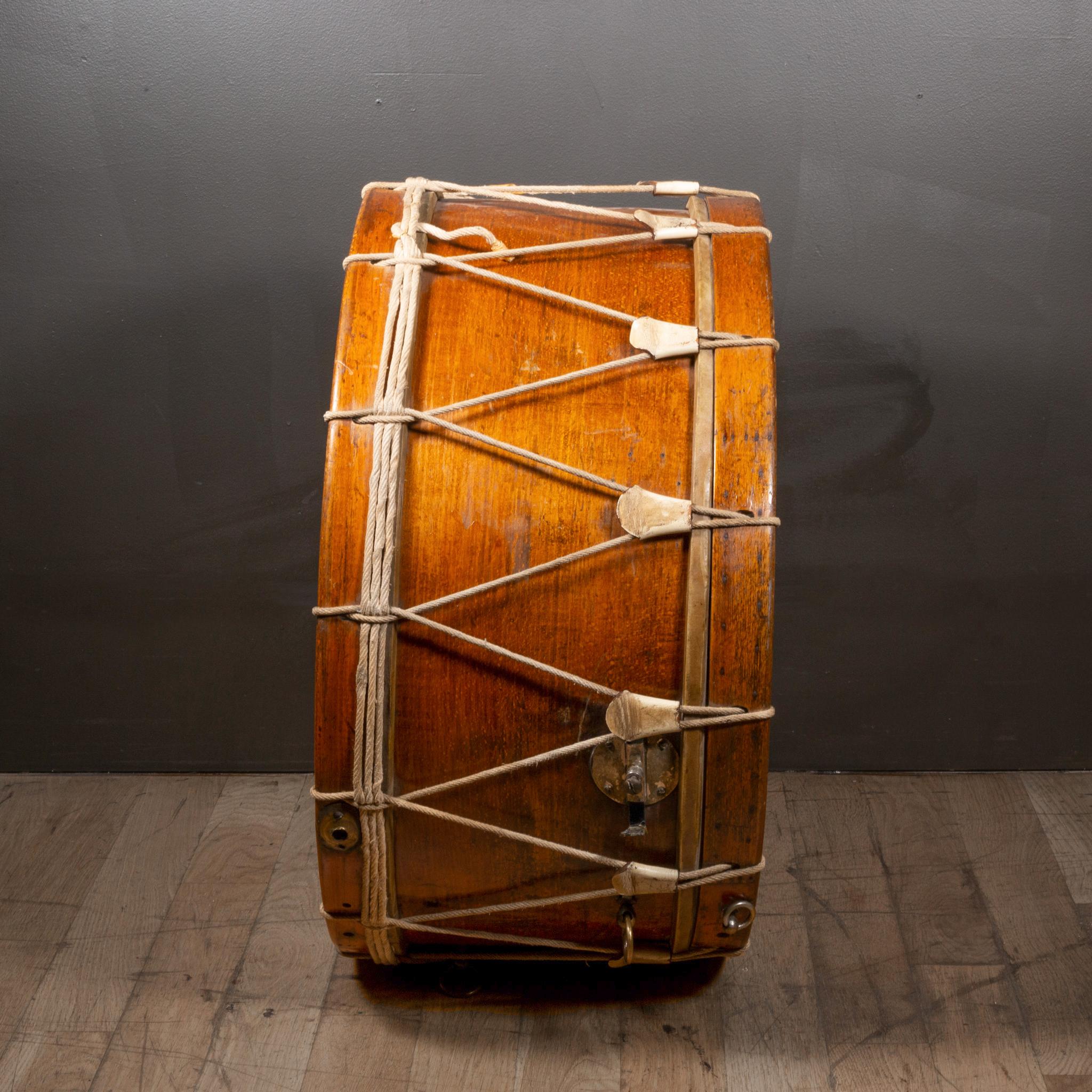 Brass Large Antique Calfskin Begium Drum, circa 1900