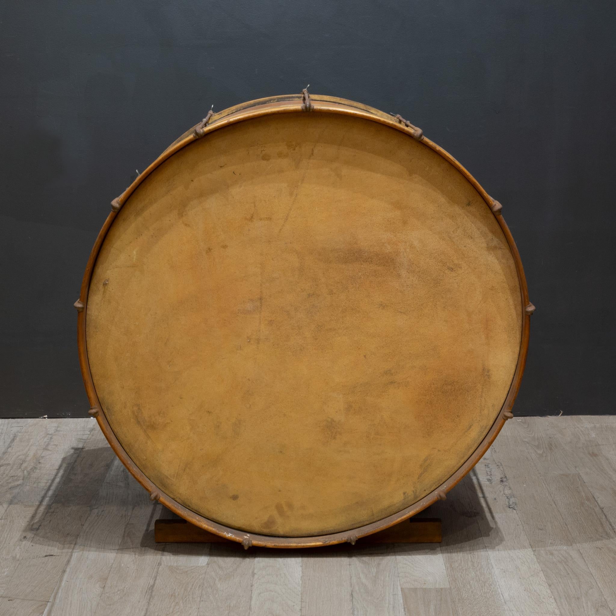 Große antike Trommel aus Kalbsleder, um 1920 (Messing)