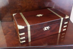 Large Antique Campaign Brass Mounted Writing Box. English C.1850