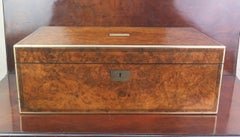Large Antique Campaign Burr Walnut Writing Box. English. C.1870