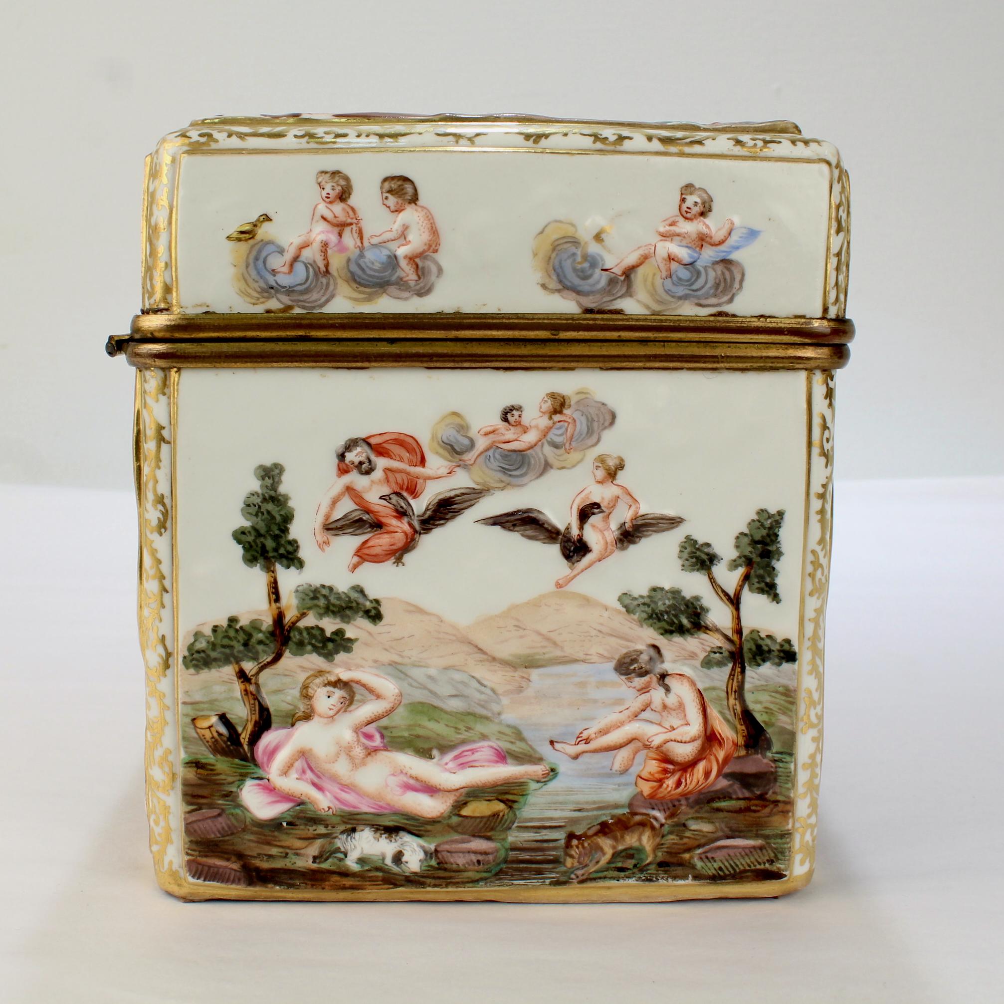 Italian Large Antique Capodimonte Porcelain Meissen Style Porcelain Casket or Table Box