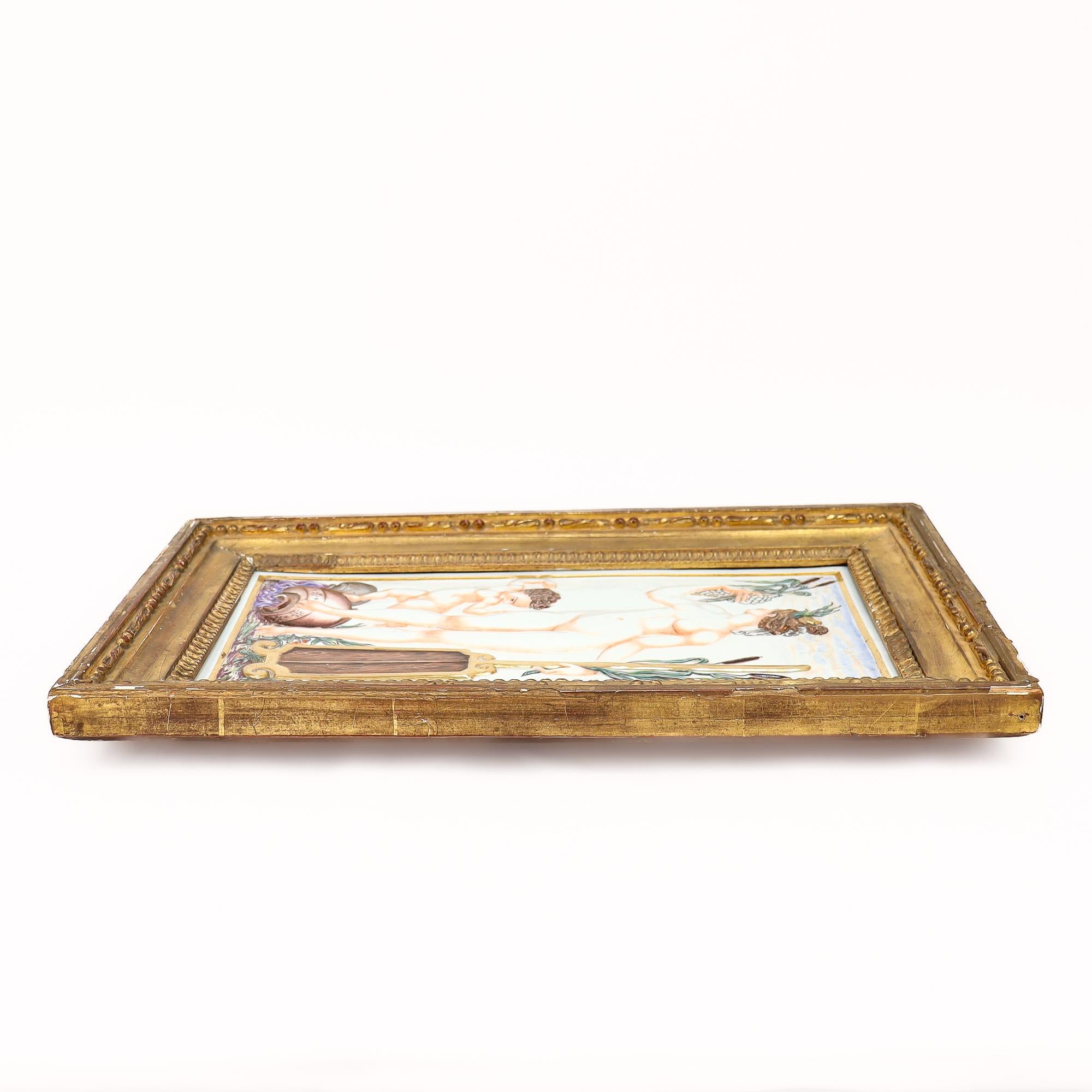 Grande plaque ancienne en porcelaine de Capodimonte représentant une naïade ou une nymphe d'eau en vente 5