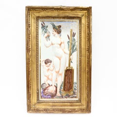 Large Antique Capodimonte Porcelain Plaque of a Naiad or Water Nymph
