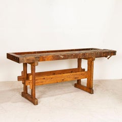 Large Antique Carpenters Workbench Rustic Console Table from Denmark