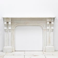 Large Antique Carrara Marble Fireplace Surround