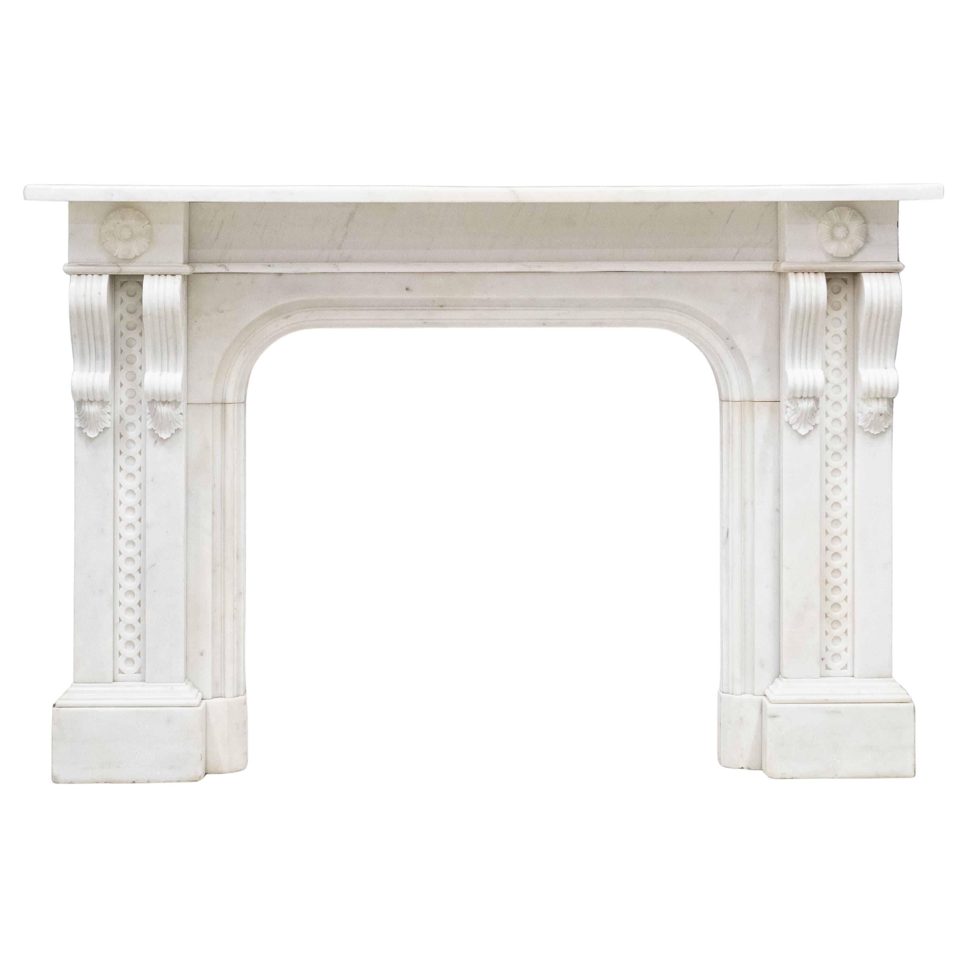 Large Antique Carrara Marble Fireplace Surround in vendita
