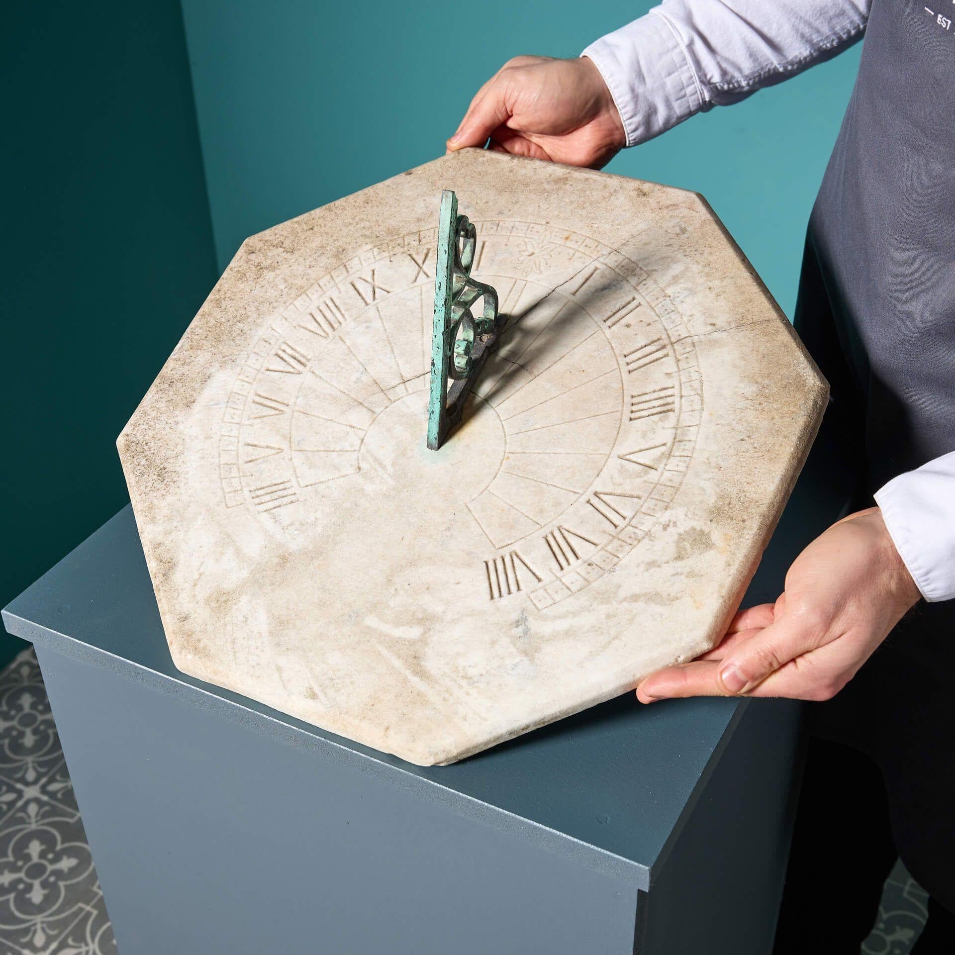 Georgian Large Antique Carrara Marble Sundial Plate For Sale