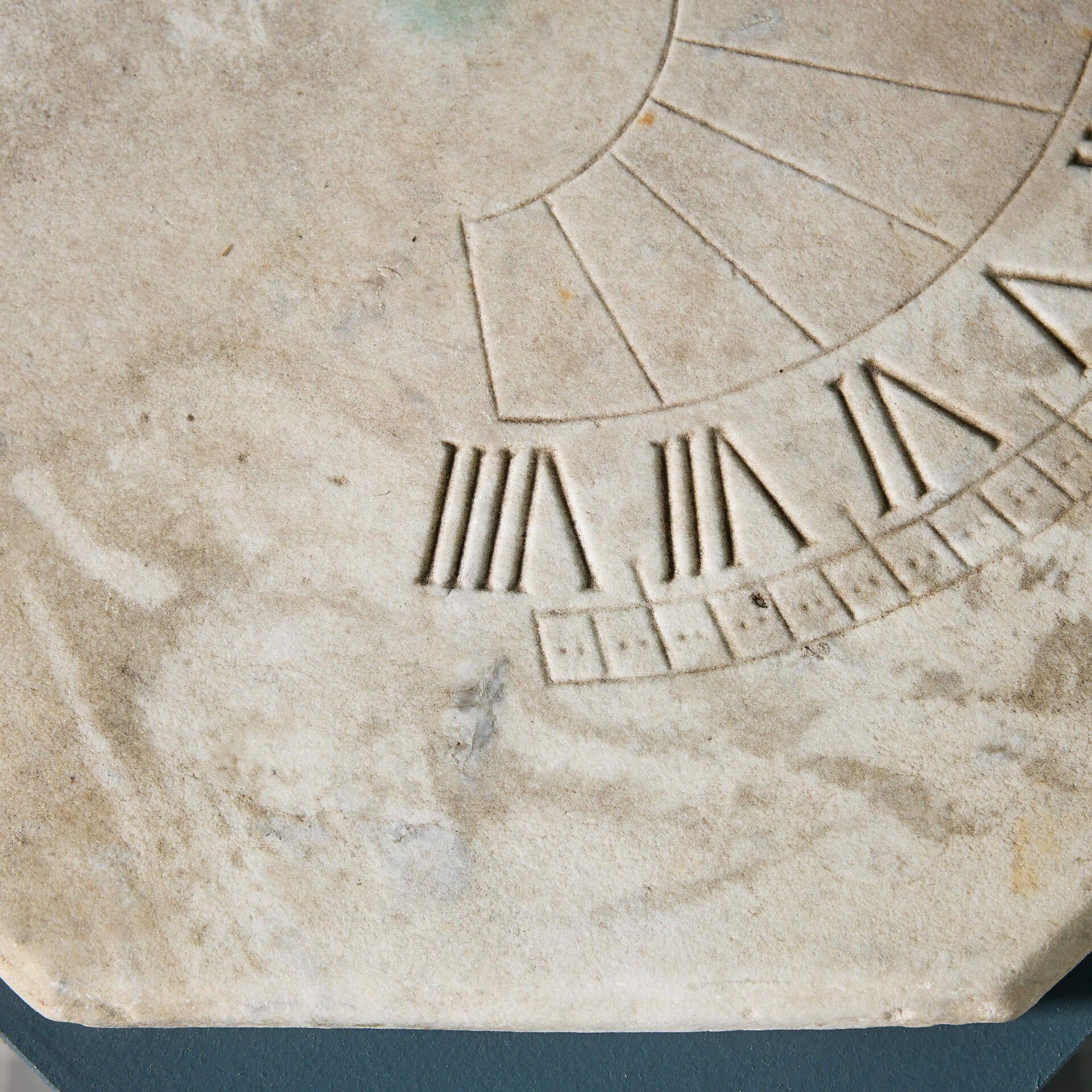 English Large Antique Carrara Marble Sundial Plate For Sale