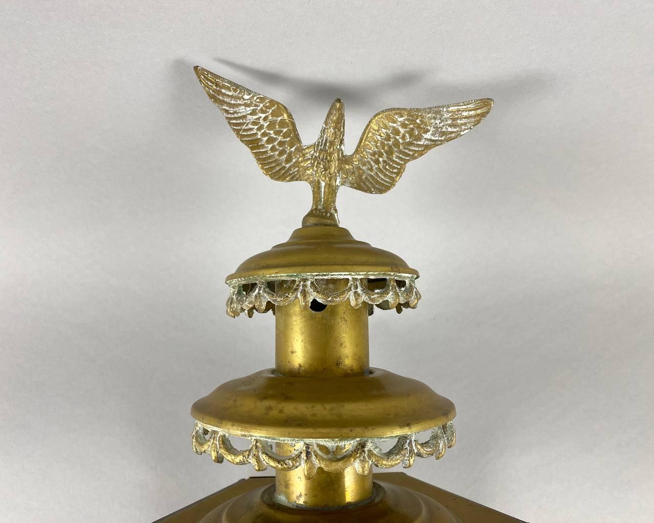 Belgian Large Antique Carriage Lantern with an Eagle, Belgium, 1920 For Sale