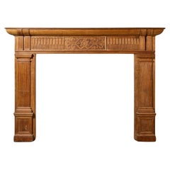 Large Antique Carved English Oak Fire Mantel