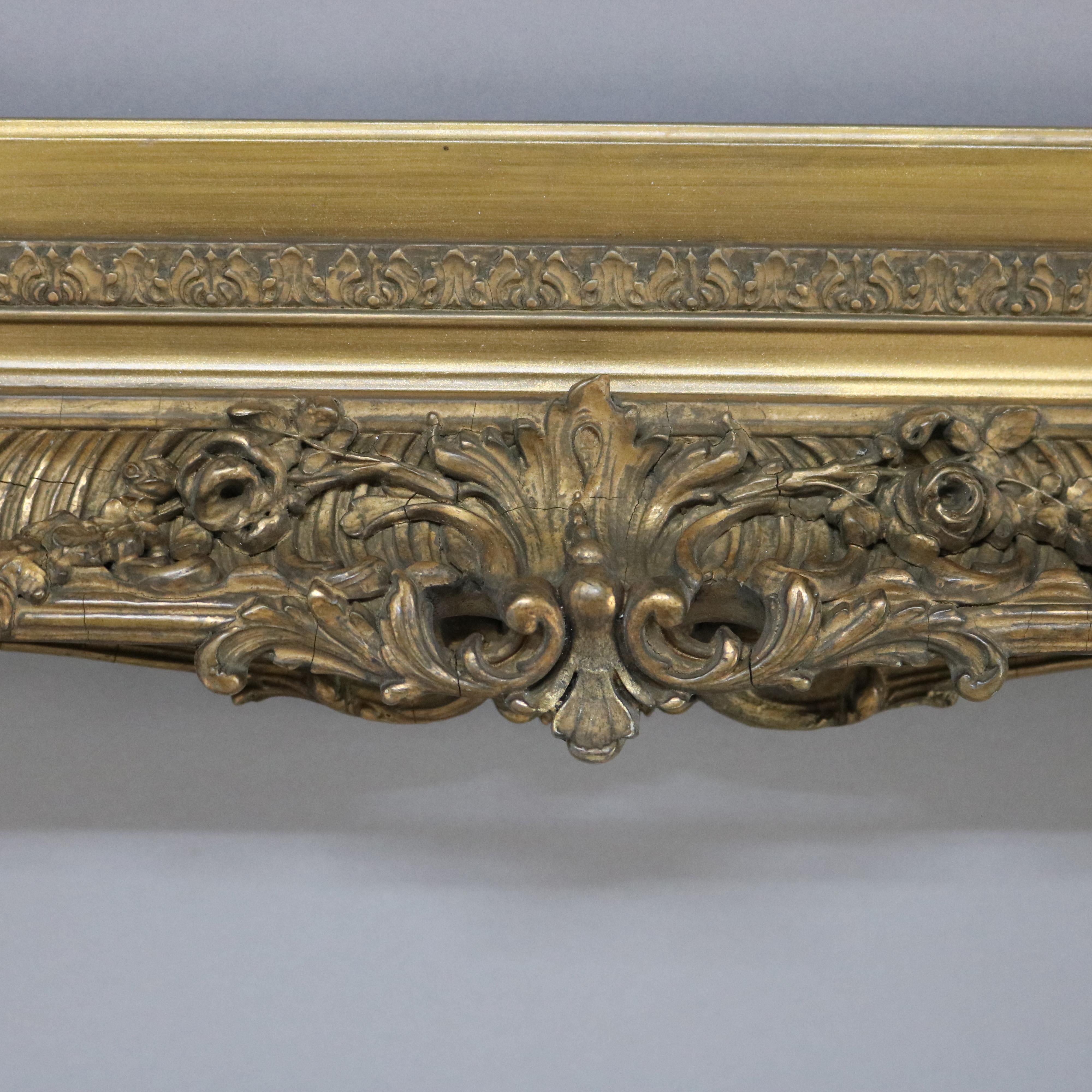 Large Antique Carved Gilt Wood Frame C1900 For Sale 6