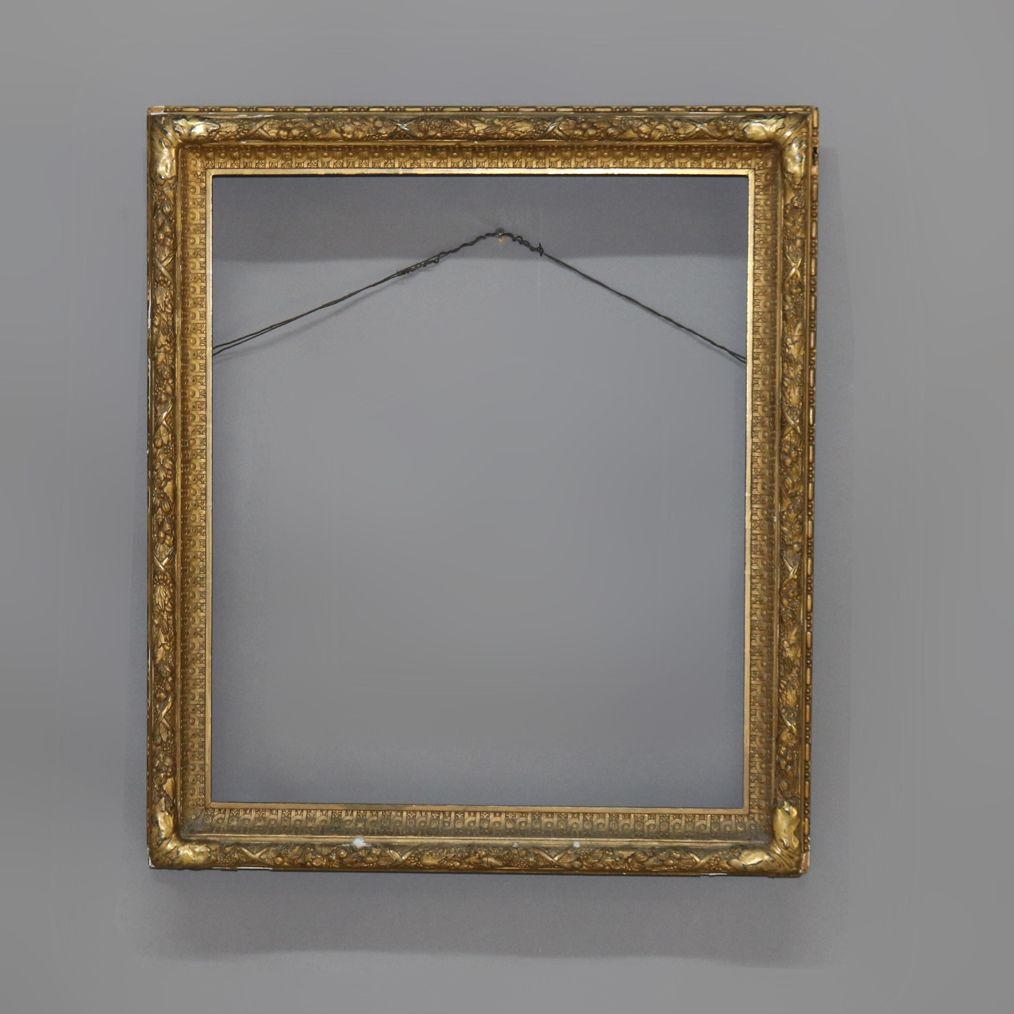 Large Antique Carved Gilt Wood Frame C1900 In Good Condition For Sale In Big Flats, NY