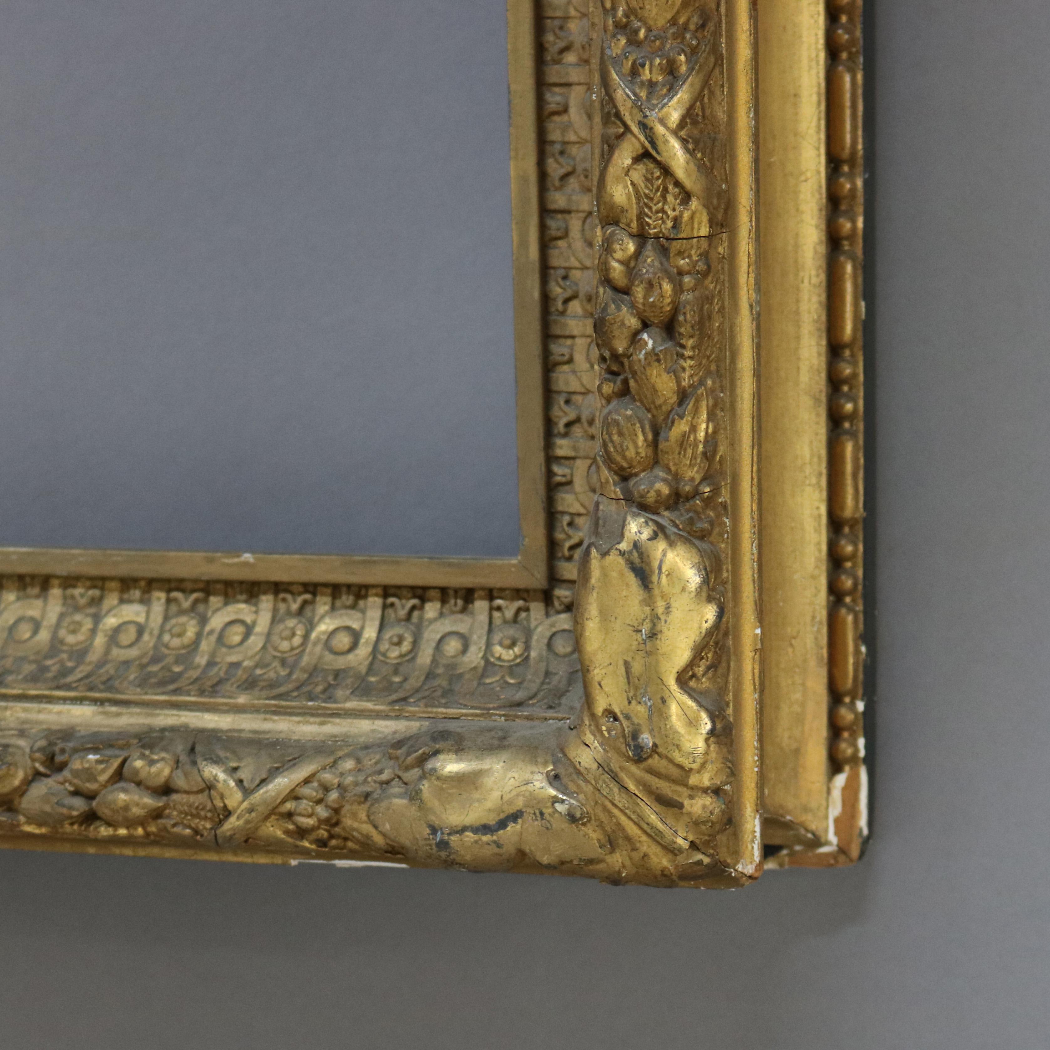 Large Antique Carved Gilt Wood Frame C1900 For Sale 2