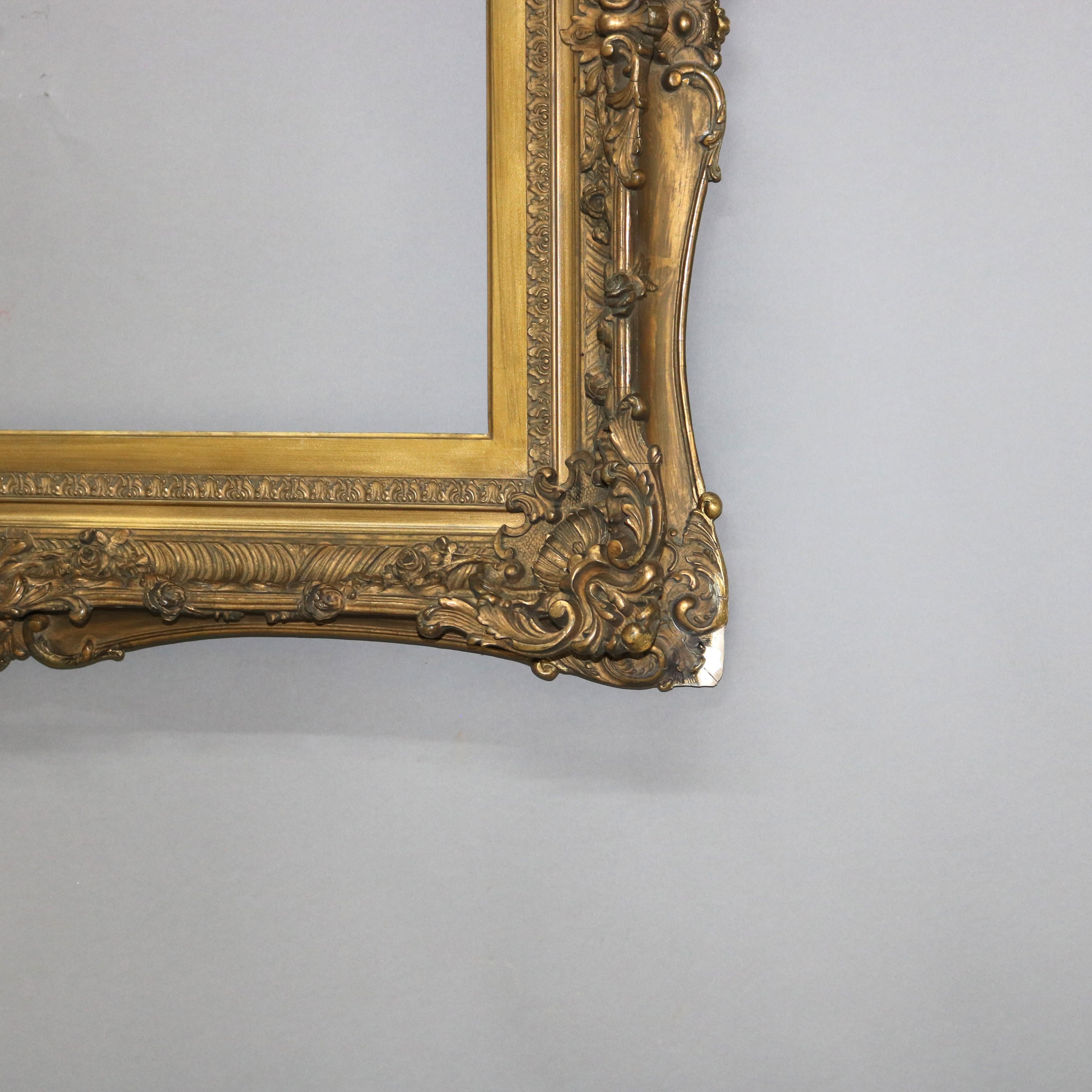 Large Antique Carved Gilt Wood Frame C1900 For Sale 2
