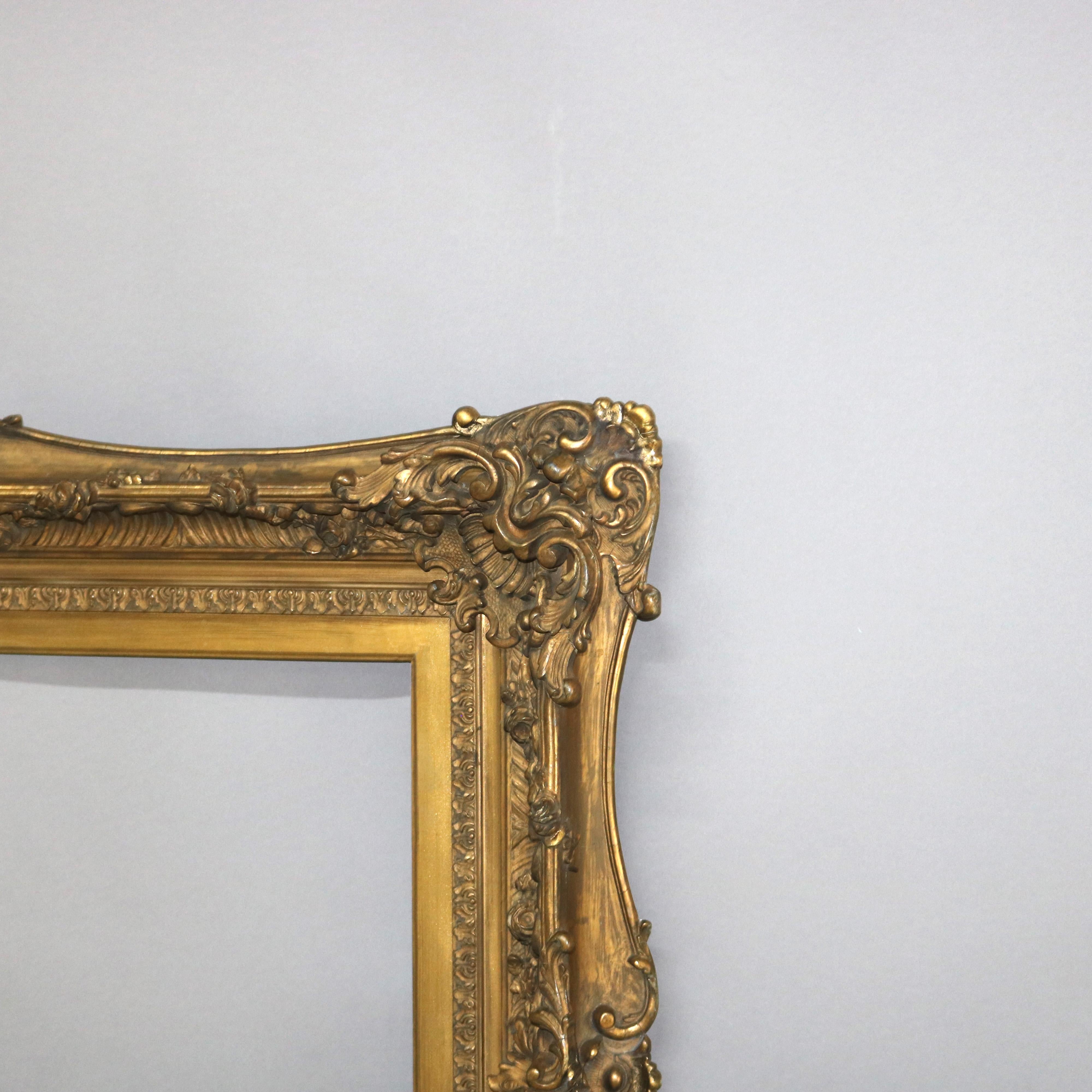 Large Antique Carved Gilt Wood Frame C1900 For Sale 3