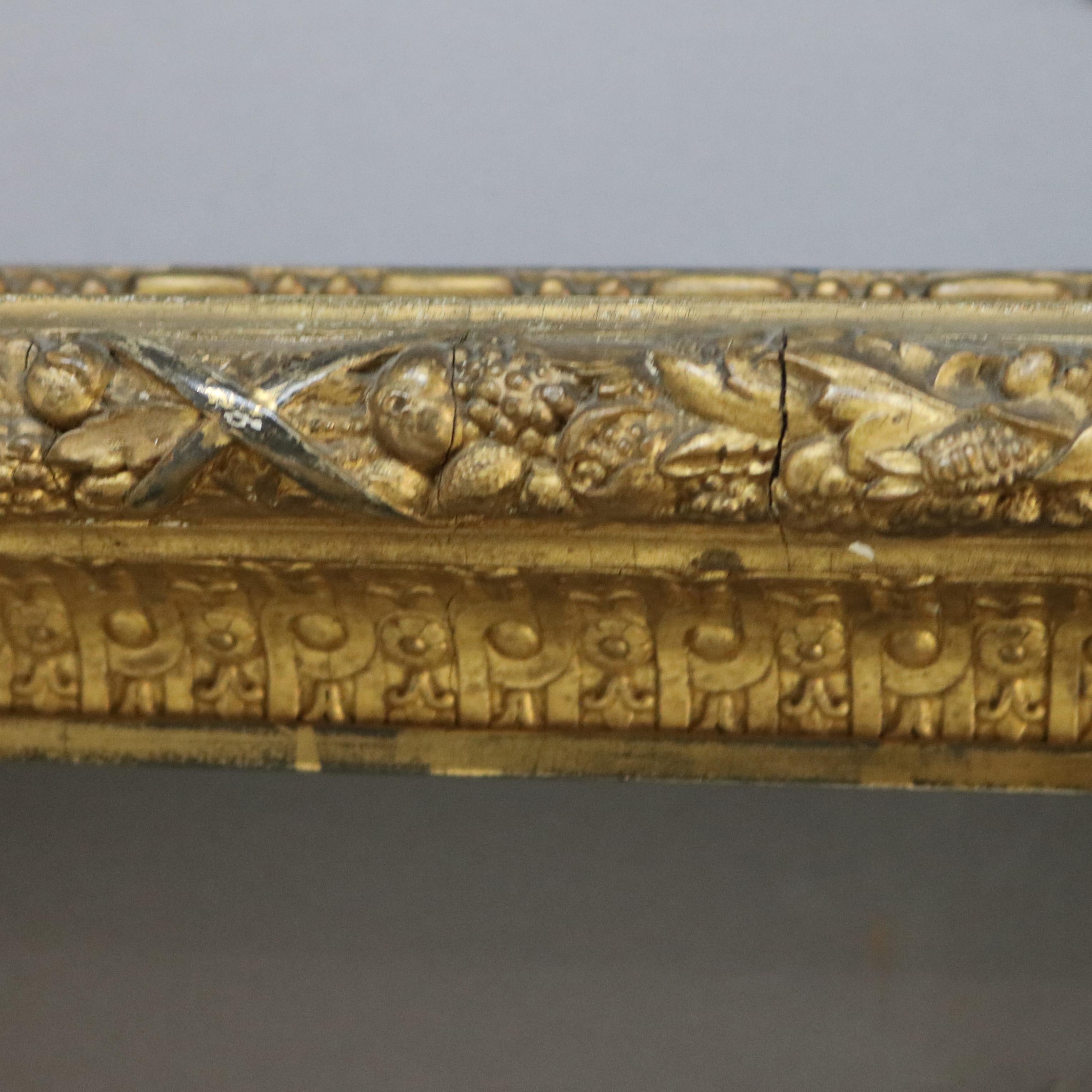 Large Antique Carved Gilt Wood Frame C1900 For Sale 4