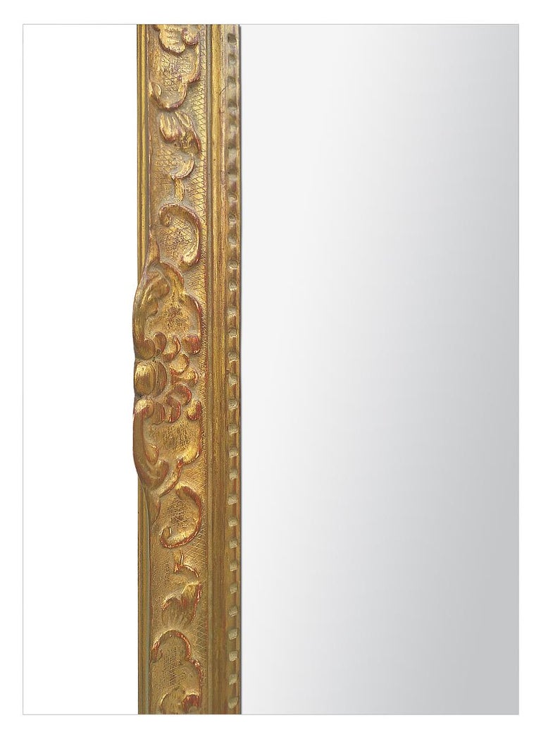 Mid-20th Century Large Antique Carved Gilt Wood Mirror, Louis XIV Style, circa 1965 For Sale