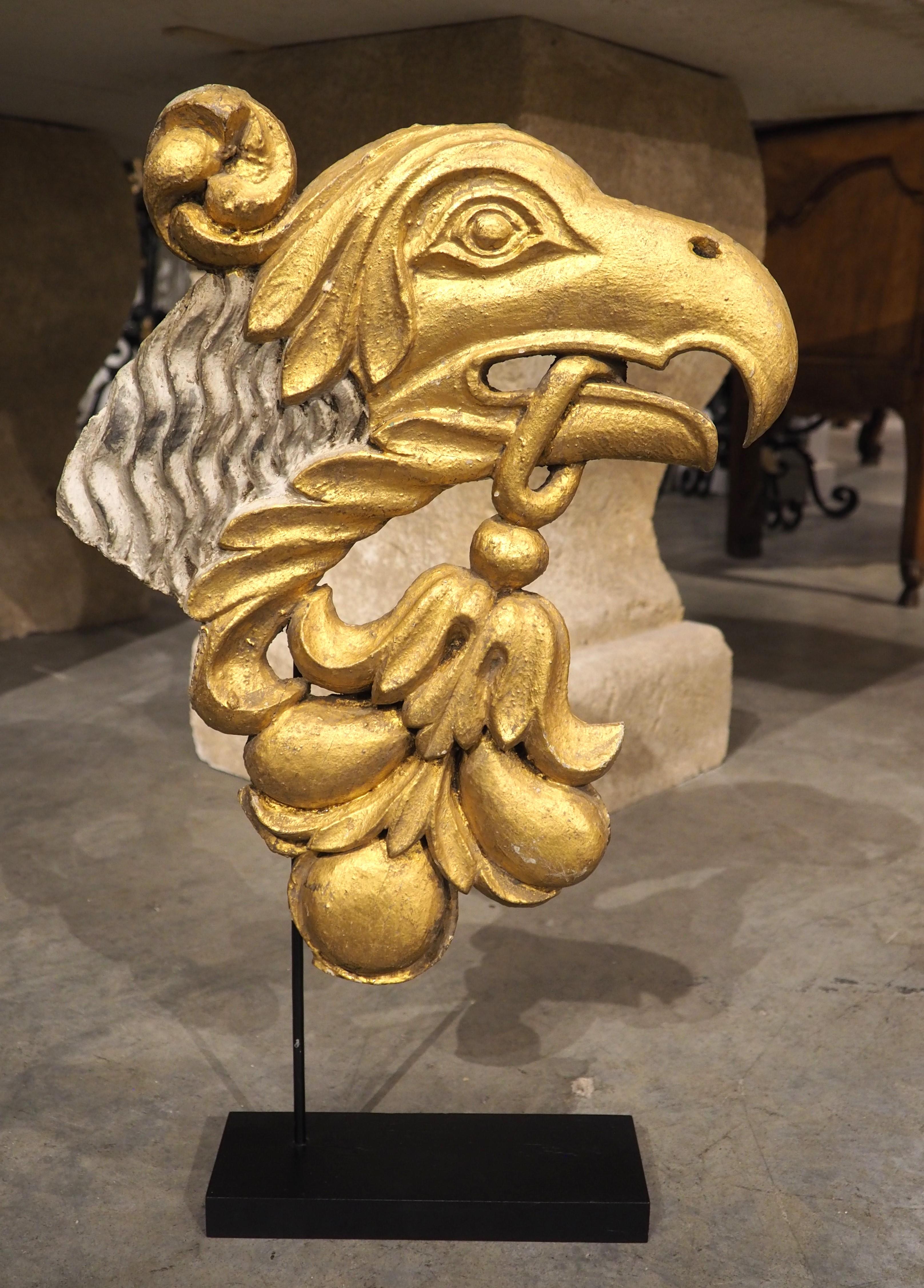 Large Antique Carved Giltwood Eagle Head from Italy, Circa 1750 For Sale 5