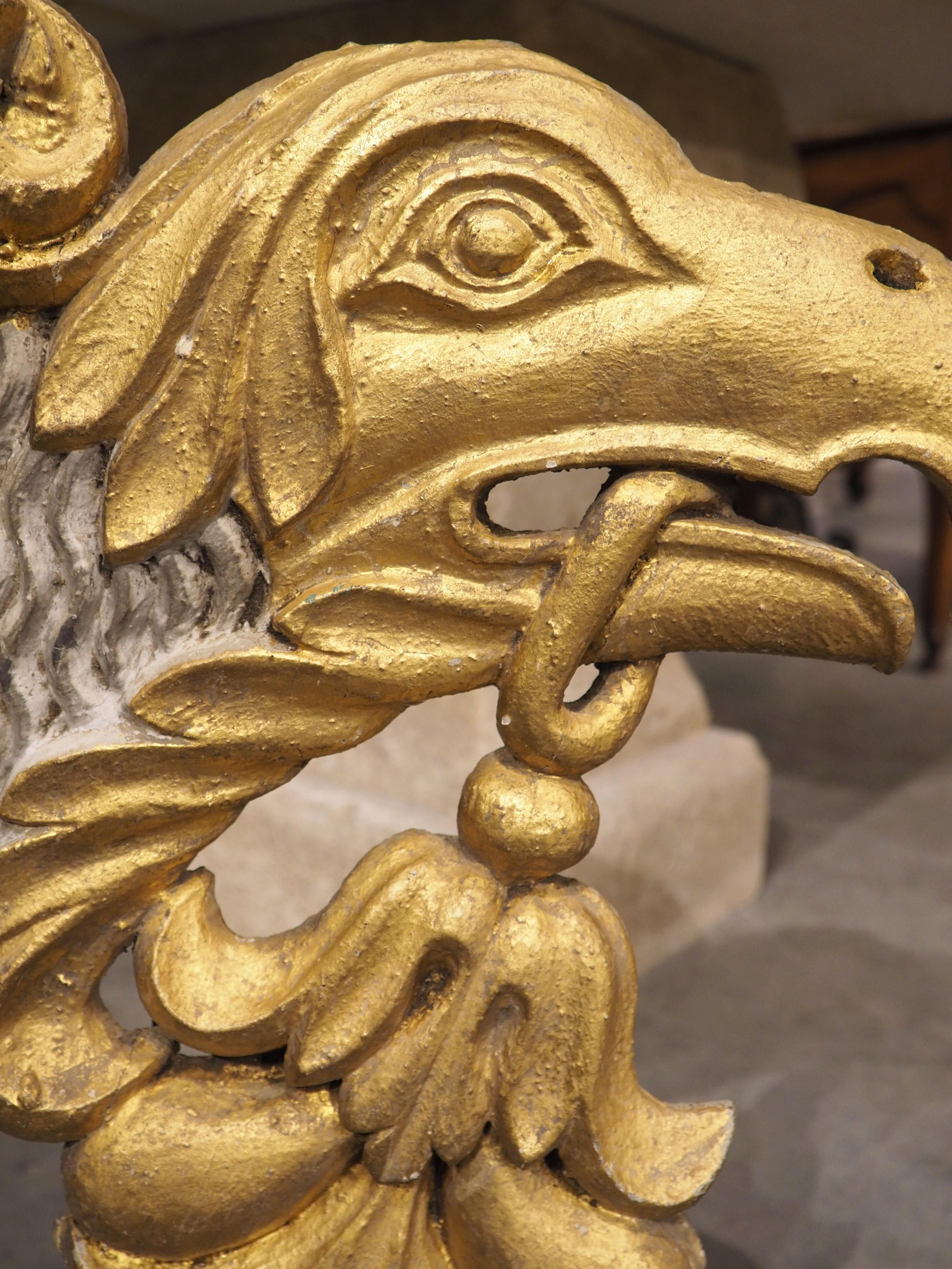 Large Antique Carved Giltwood Eagle Head from Italy, Circa 1750 For Sale 1