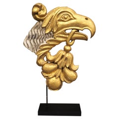 Large Antique Carved Giltwood Eagle Head from Italy, Circa 1750