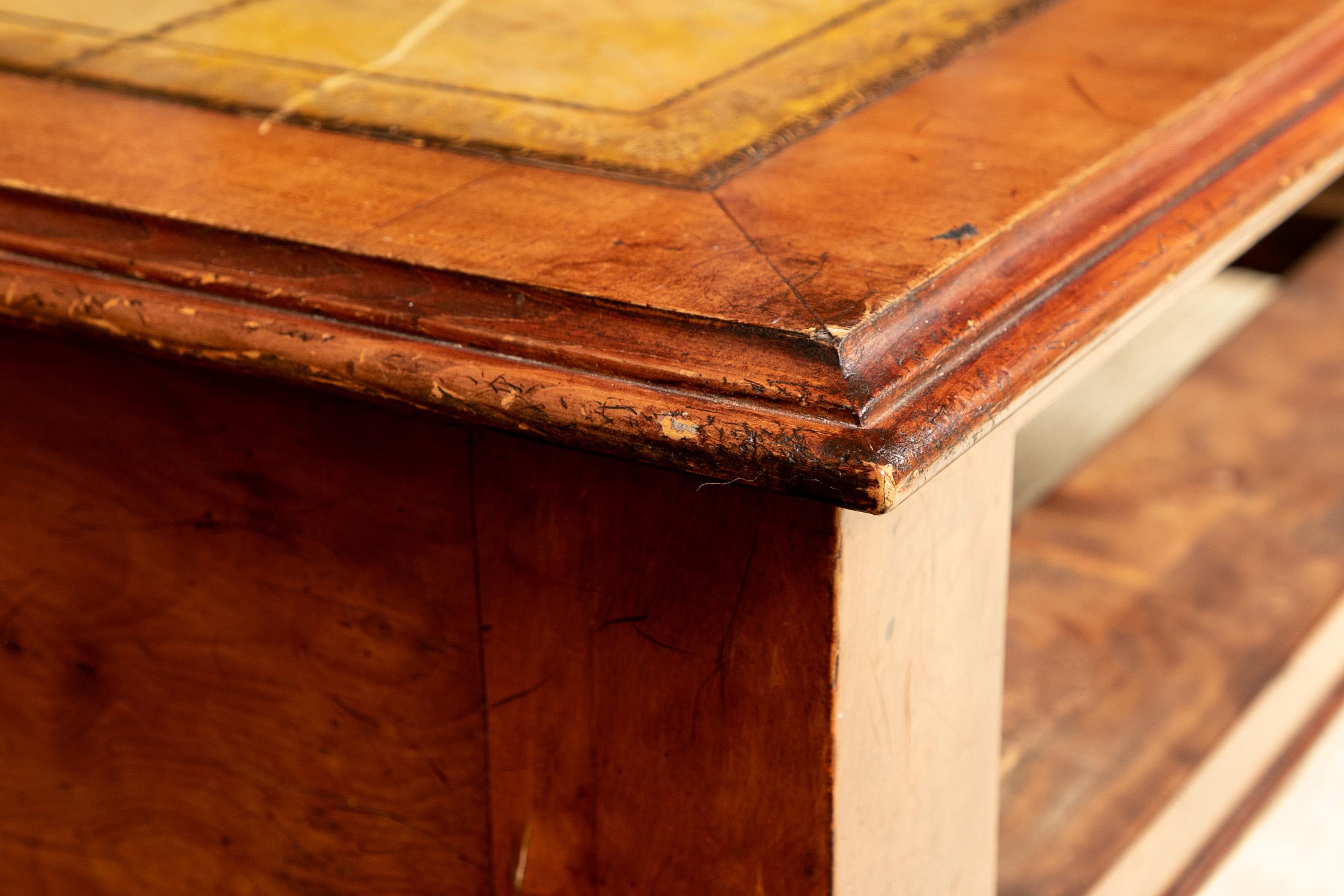Large Antique Carved Leather Top Desk 5