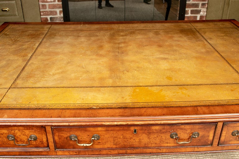 Large Antique Carved Leather Top Desk For Sale at 1stDibs