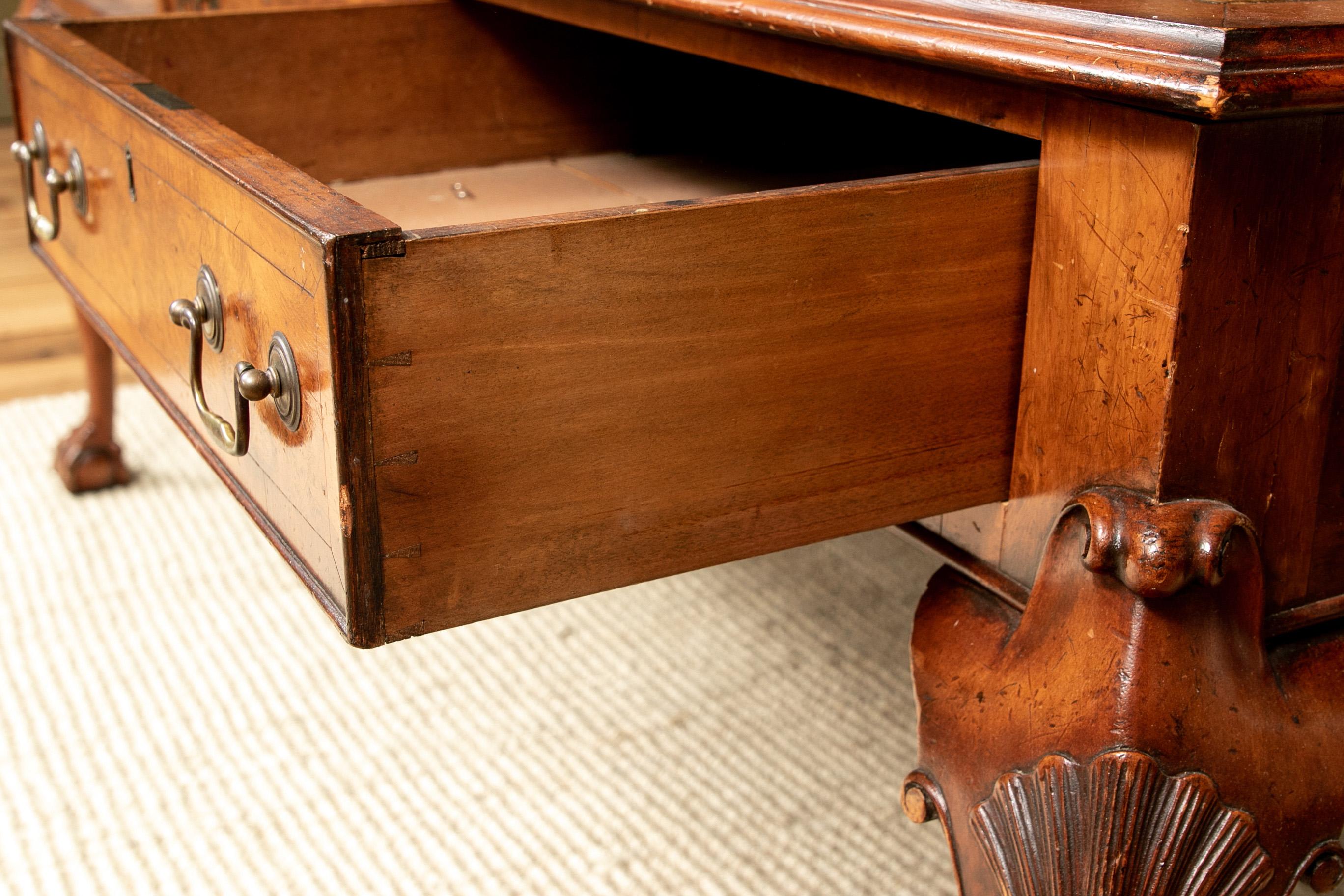 Large Antique Carved Leather Top Desk 2