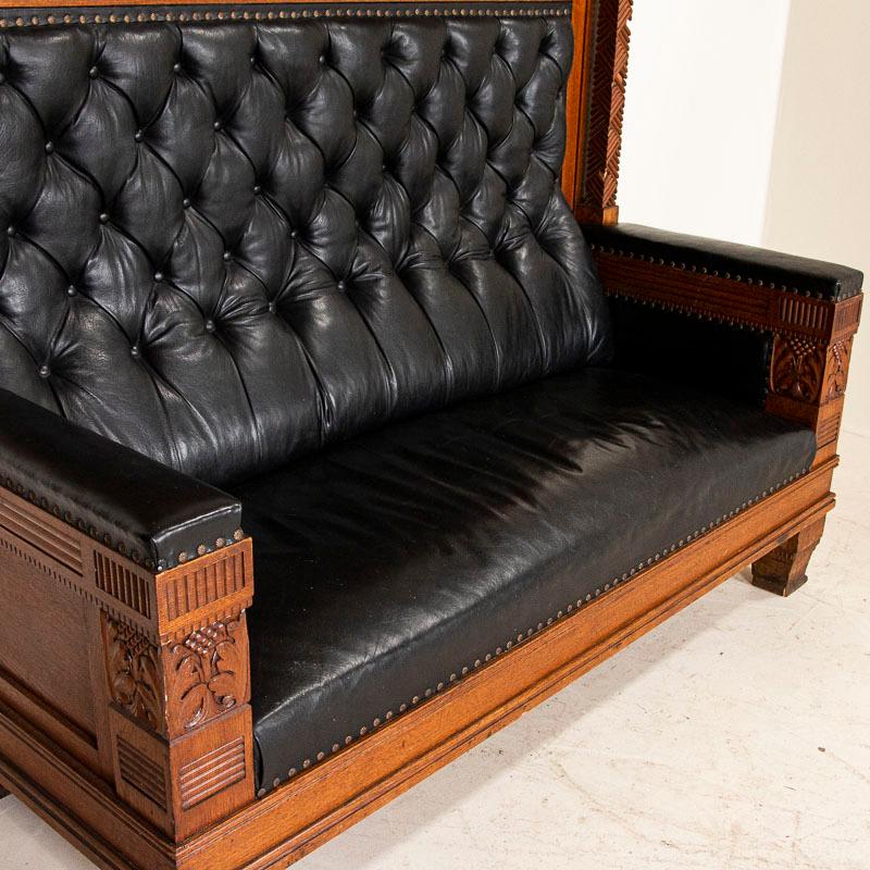 black leather bench with back