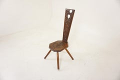 Large Antique Carved Oak Spinning Chair, Hall Chair, Scotland 1880, H696