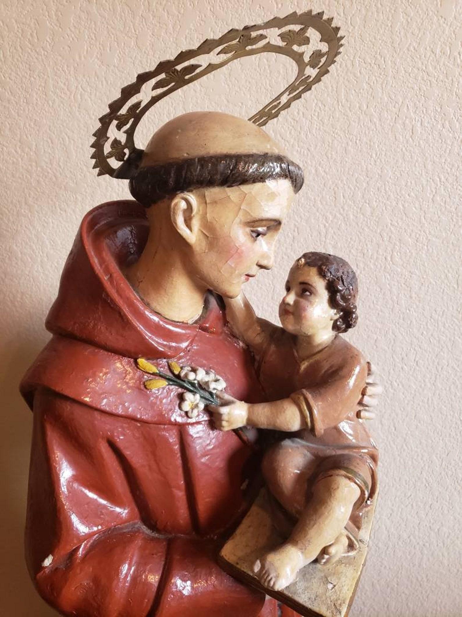 Grande figurine religieuse ancienne sculptée d'autel Bon état - En vente à Forney, TX