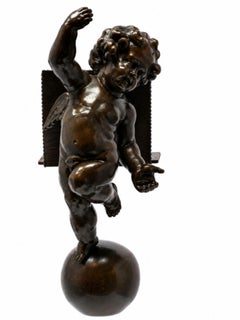 Large Antique Carved Wooden Cherub Book Stand on Pedestal