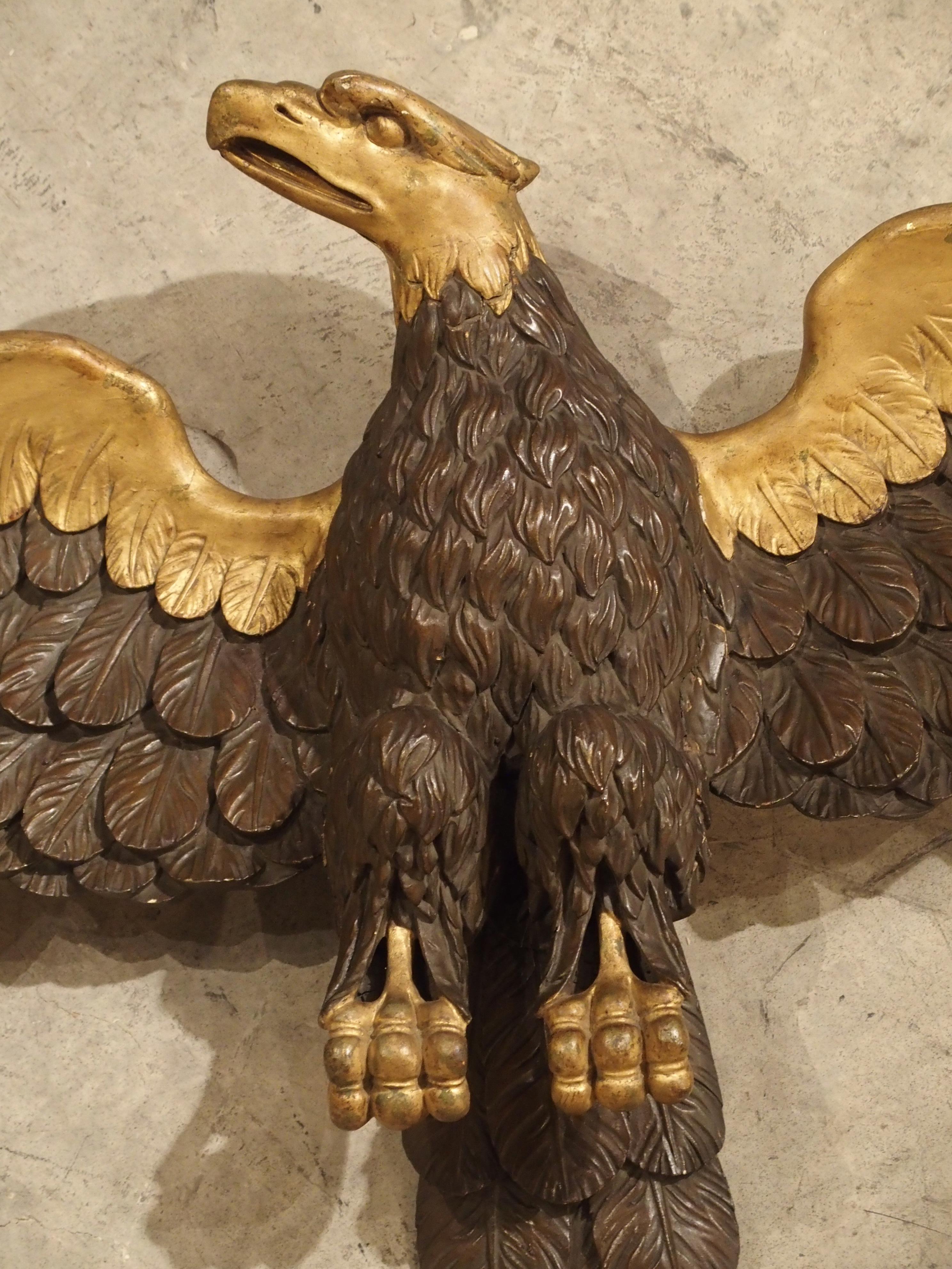 Hand-Carved Large Antique Carved Wooden Eagle Sculpture, Late 18th Century