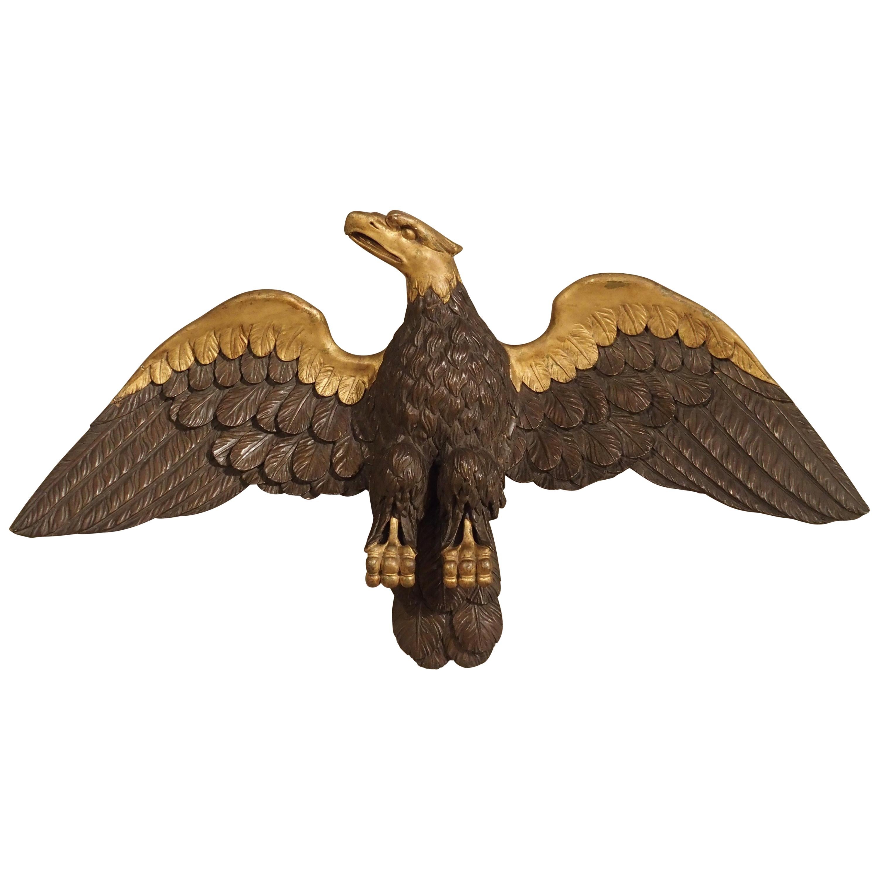 Large Antique Carved Wooden Eagle Sculpture, Late 18th Century