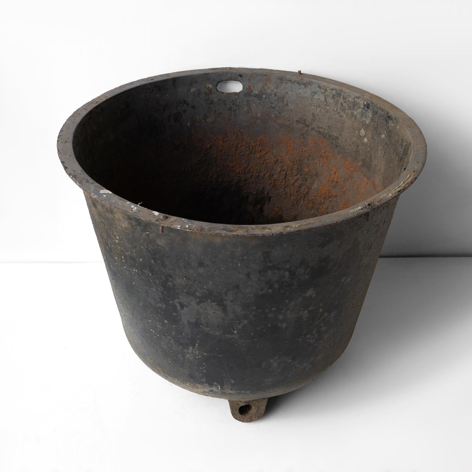 Large Antique Cast Iron Cauldron Pot Garden Planter Late 19th/Early 20th Century In Good Condition For Sale In Bristol, GB