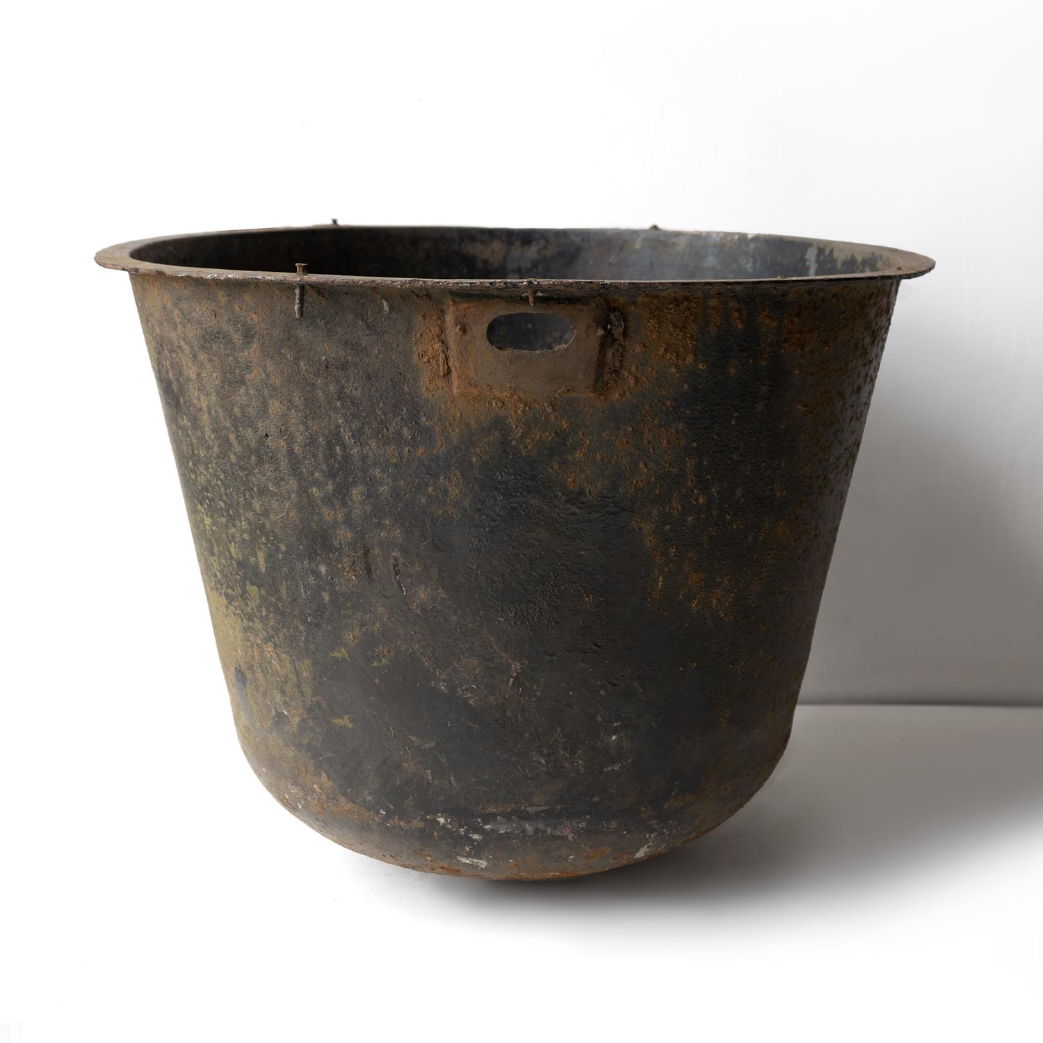 19th Century Large Antique Cast Iron Cauldron Pot Garden Planter Late 19th/Early 20th Century For Sale