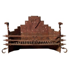 Large Antique Cast Iron Fire Grate