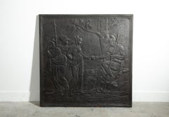 Large Antique Cast Iron Fireback with Mythological Scene