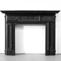 Large Antique Cast Iron Fireplace Surround