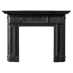 Large Antique Cast Iron Fireplace Surround