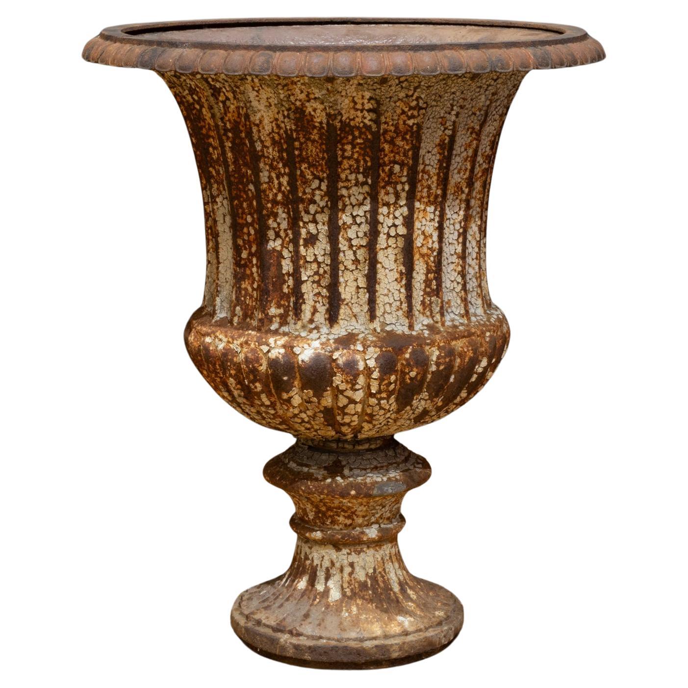 Large Antique Cast Iron Garden Urn