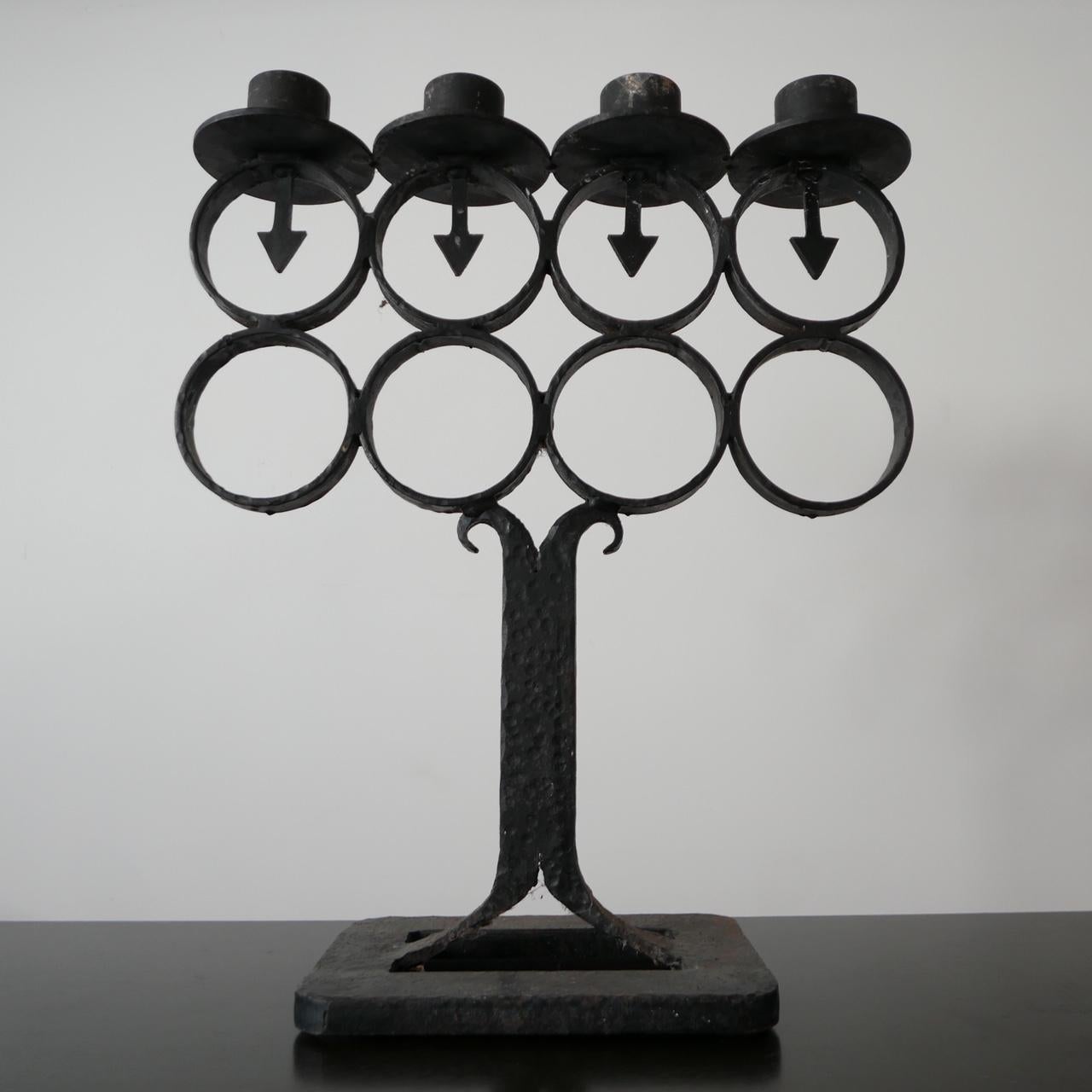 A large cast iron four light candlestick. 

Sweden, 19th century. 

Large in size, and in good condition. 

Perfect size for a mantelpiece or dining room table. 

Dimensions: 53 W x 20 D x 62 H in cm. 

Delivery: POA.

 