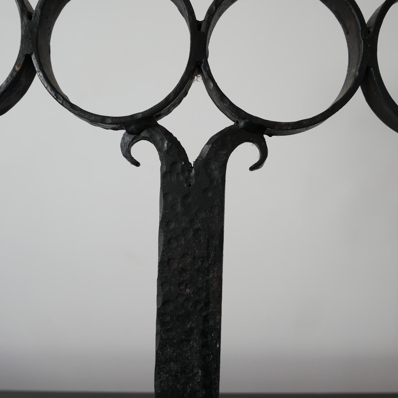 Large Antique Cast Iron Swedish Four Arm Candlestick In Good Condition For Sale In London, GB