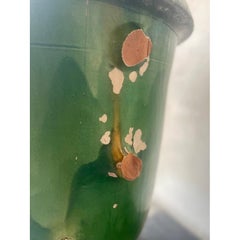 Large Antique Castellaines Green Pot