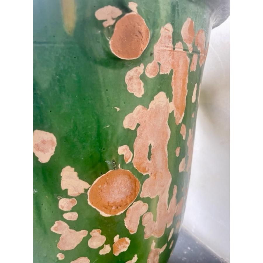 19th Century Large Antique Castellaines Green Pot For Sale